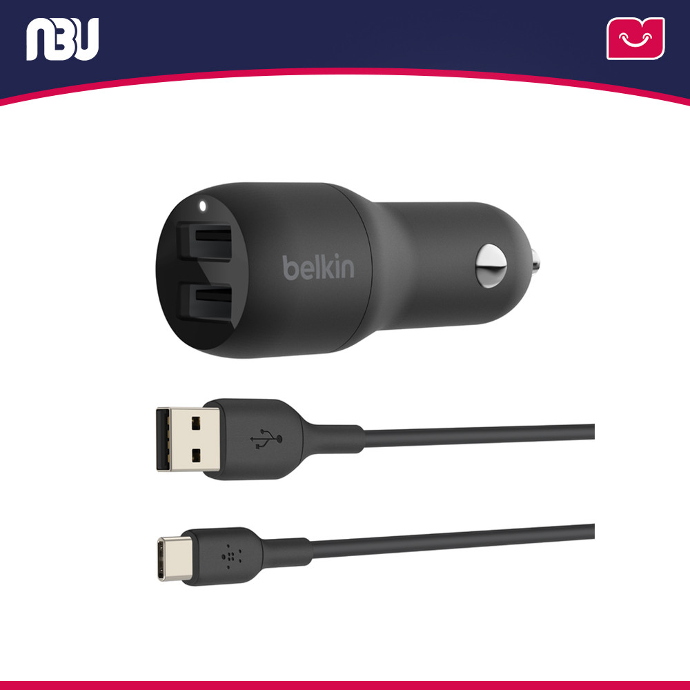 شارژر فندکی بلکین به همراه کابل USB-C مدل CCE001BT1MBK