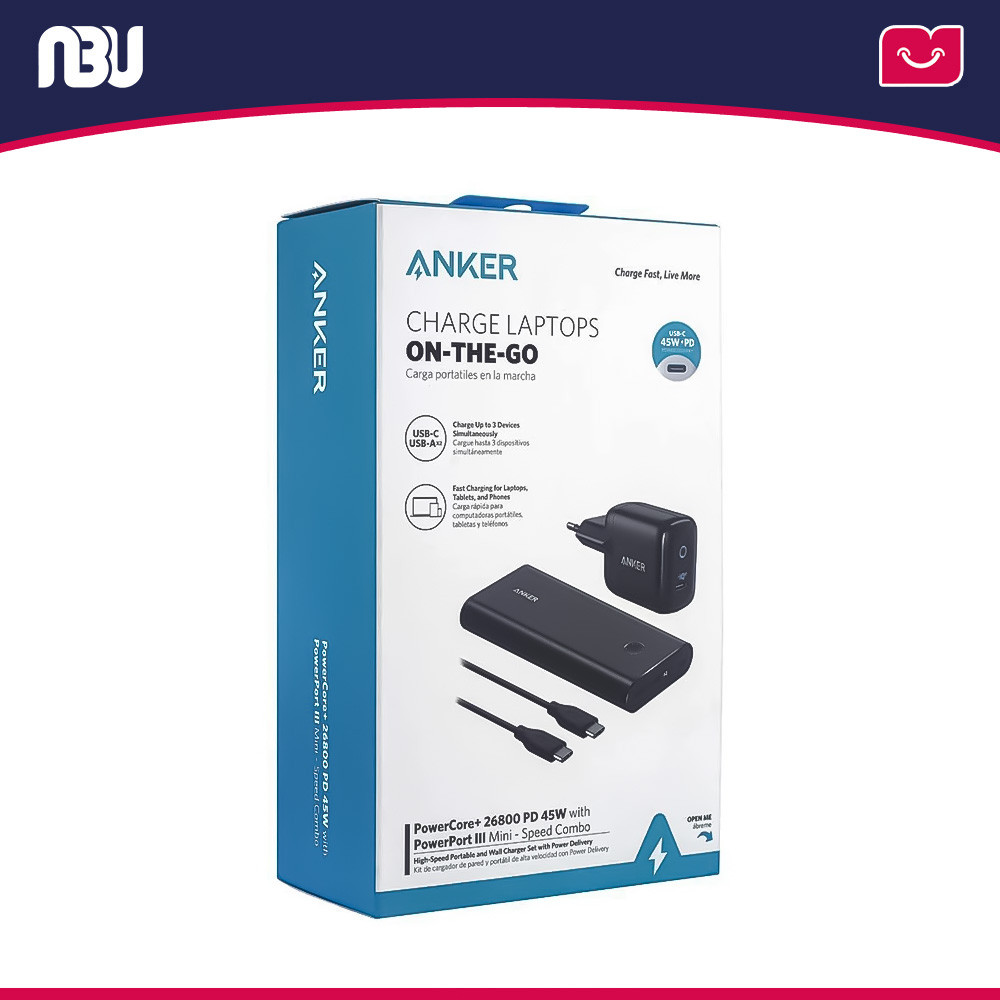 تصویر جدید پاوربانک 26800 میلی آمپر انکر مدل B1376 PowerPort III Mini 30W به همراه کابل شارژ و آداپتور 45 وات